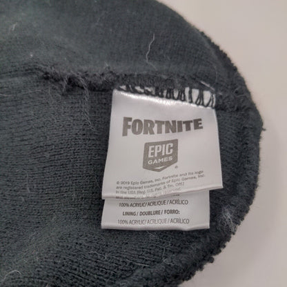 Fortnite Beanie Hat Black OSFM Knitted Embroidered Stretch Epic Games