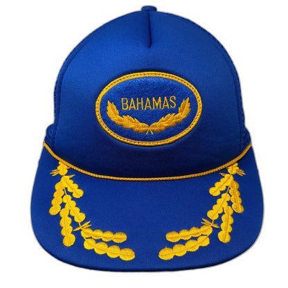Bahamas Scrambled Eggs Trucker Hat Blue One Size Mesh Snapback Souvenir Captain