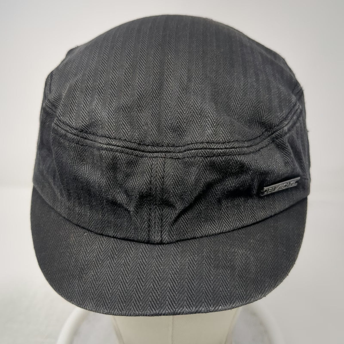 Billabong Army Cap Black One Size Herringbone Pattern Metal Logo Flat Top Hat