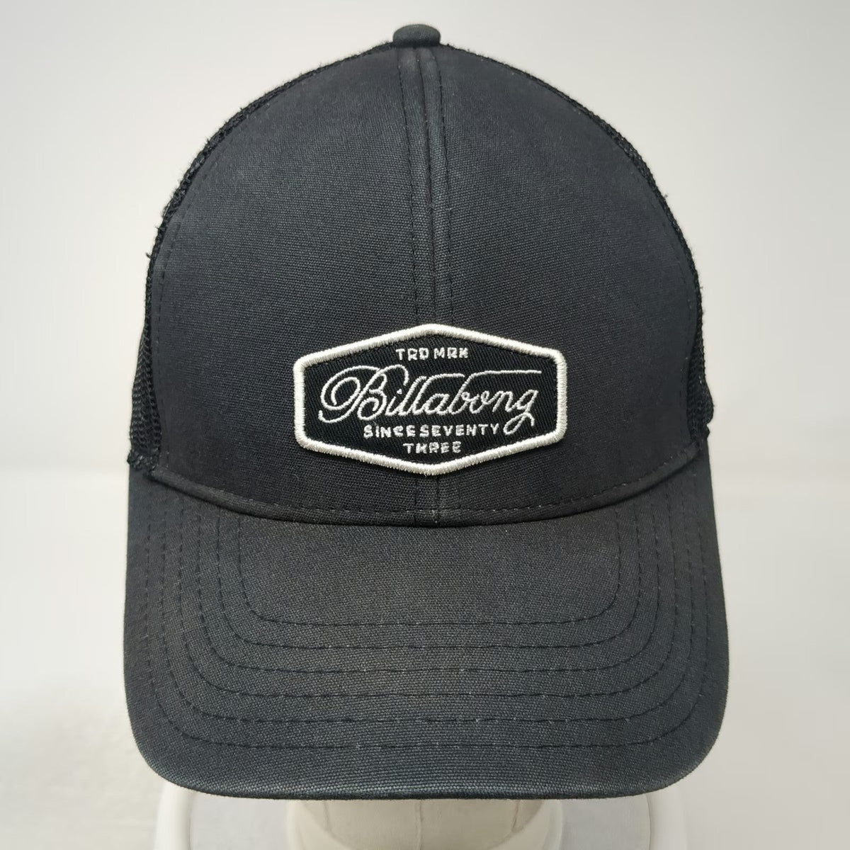 Billabong Trucker Hat Black One Size Snapback Mesh Patch Logo Curved Brim Surf