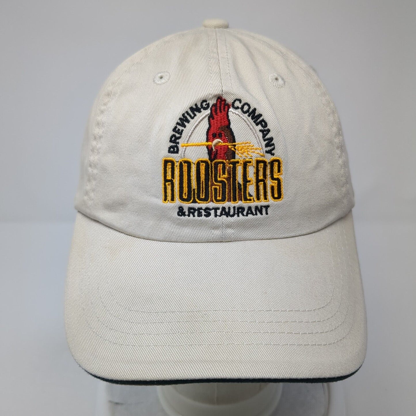 Roosters Brewing Company & Restaurant Strapback Hat Tan OS Adjustable Cotton