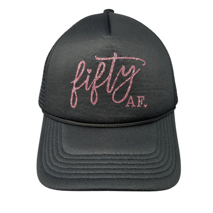 Fifty AF Snapback Trucker Hat Black One Size Adjustable Mesh Back Rope Polyester