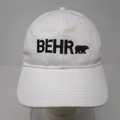 BEHR Strapback Hat White One Size Adjustable Embroidered Vented Holes 6 Panel