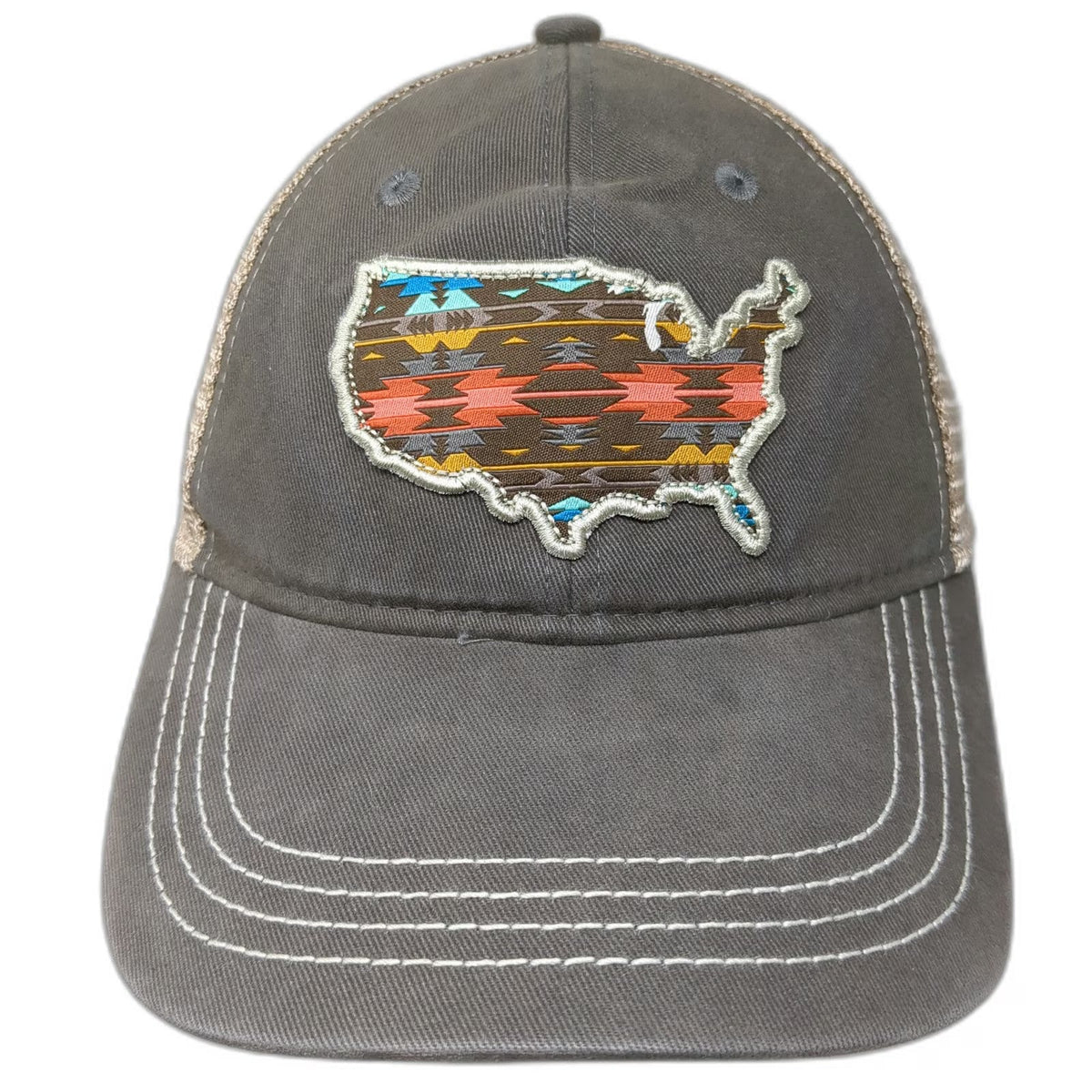 Sugar Creek Collection Trucker Hat Gray One Size USA Patch Mesh Back Southwest