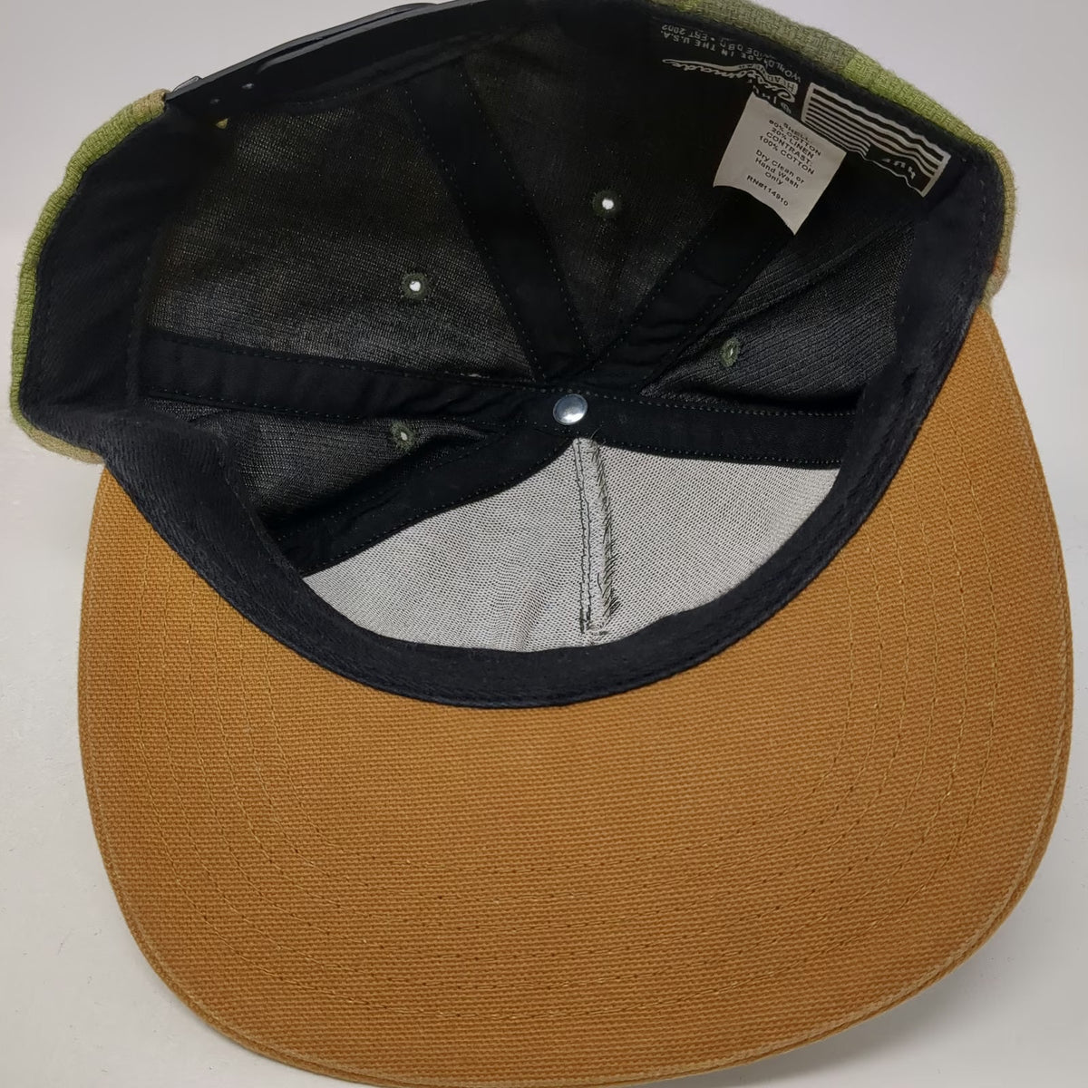 HUF 5 Panel Hat Green Brown Camo One Size Linen Blend Snapback Adjustable Cap