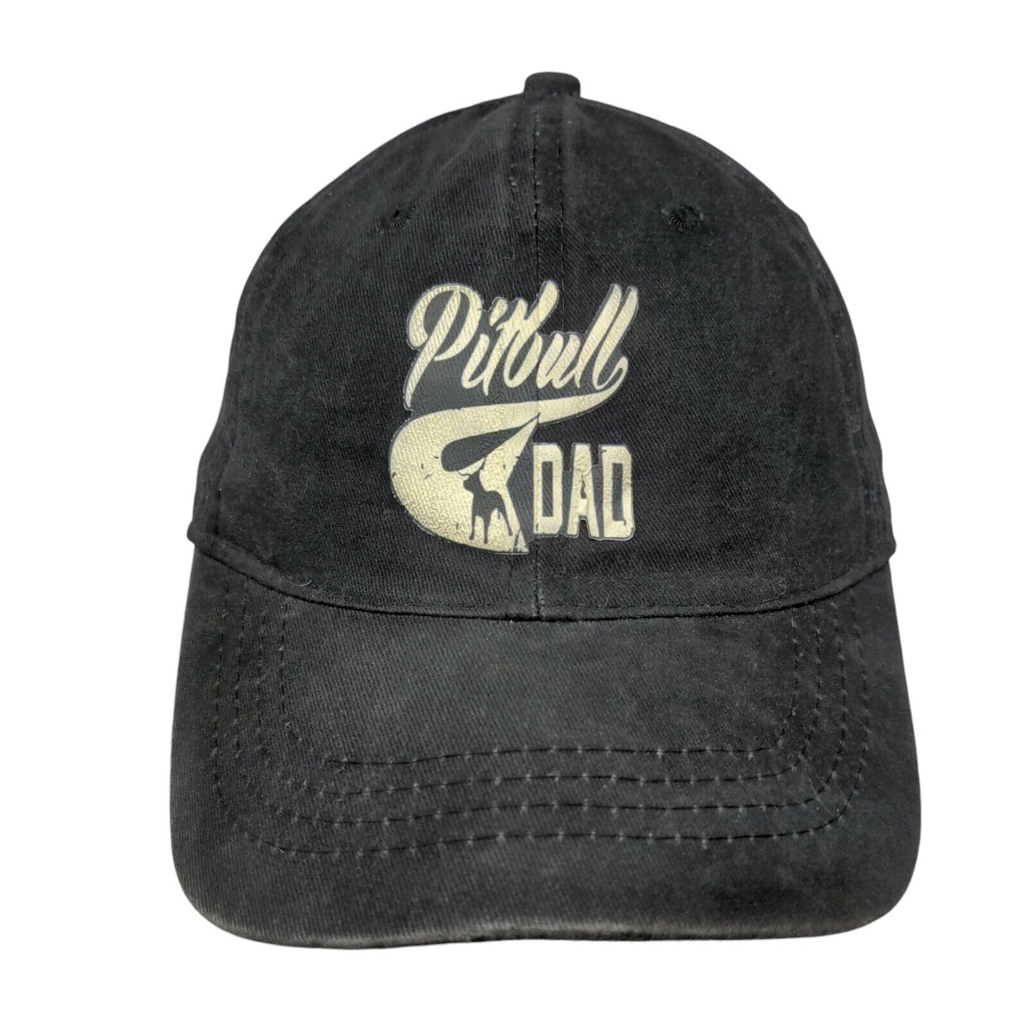 Pitbull Dad Slideback Hat Black One Size Adjustable 6 Panel Vent Holes