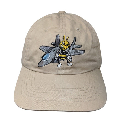 Flysfb.com Flying Bee Adult Strapback Hat Tan One Size Embroidered Outdoor Cap
