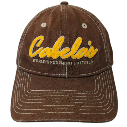 Cabela's Baseball Cap Brown OSFM Contrast Stitch Embroidered Logo Hat Outdoor