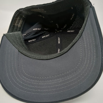 Nike Baseball Cap Black L Swoosh Perforated Mesh Panels Fitted Golf Athletic Hat