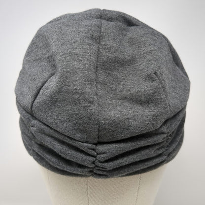 Army Cap Gray One Size Ruched Gathered Jersey Knit Fitted Soft Lightweight Hat