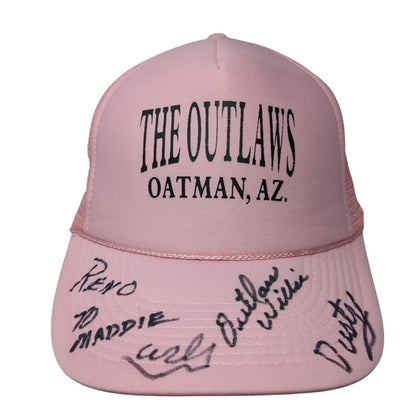 The Outlaws Oatman AZ Snapback Trucker Hat Pink OS Adjustable Mesh Back Rope