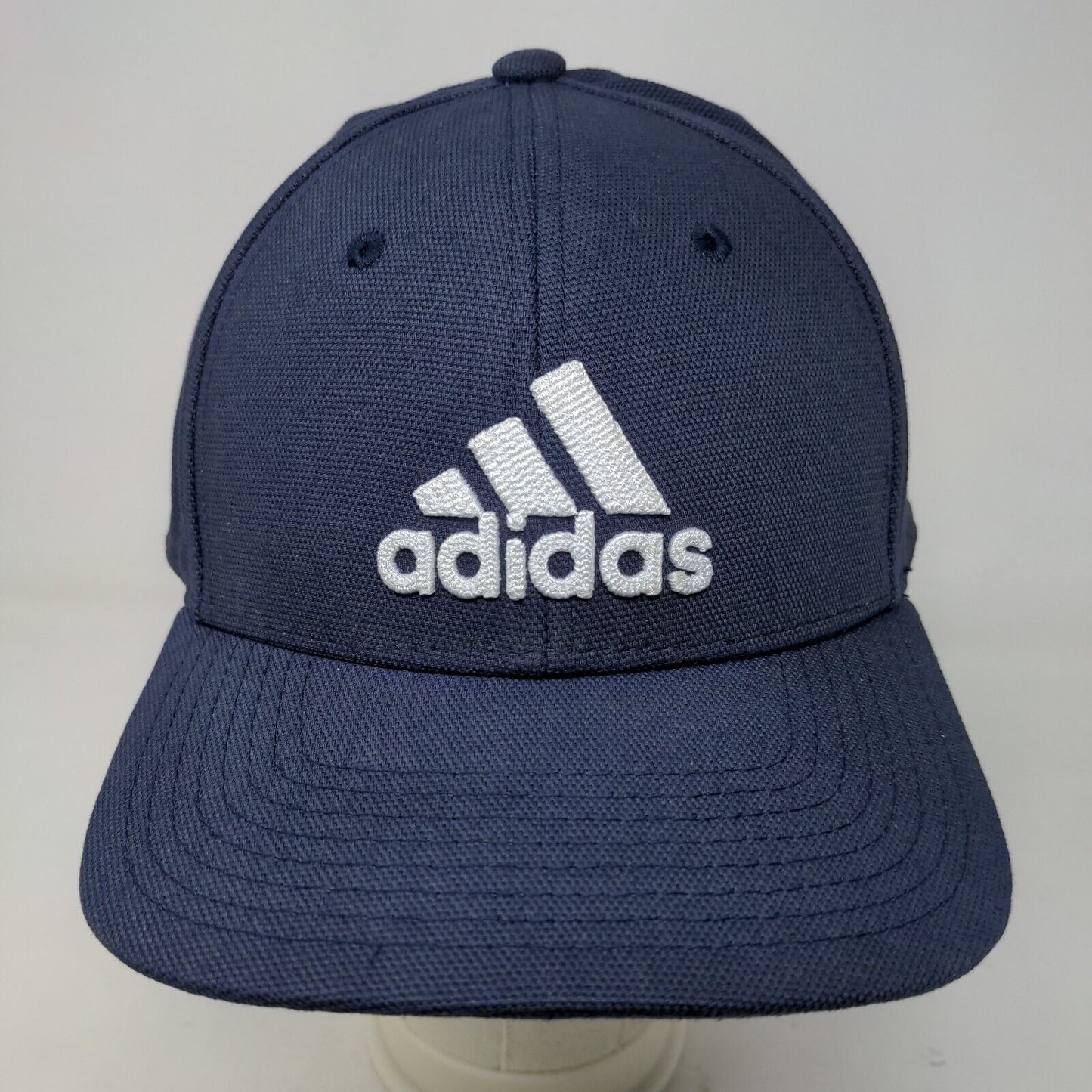 Adidas Men's Fitted Hat Blue Size L/XL Embroidered Logo Cotton Blend