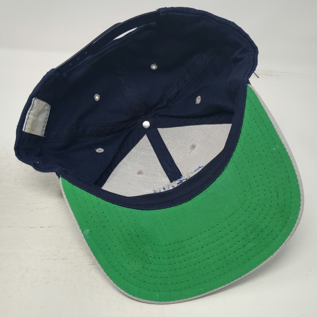 AIRE Inflatable Rafting Logo Blue Gray Snapback Hat One Size Green Underbrim