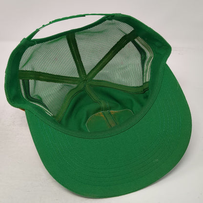 Kodiak Racing Trucker Hat Green OS Snapback Mesh Back Stripes Bear Patch Vintage