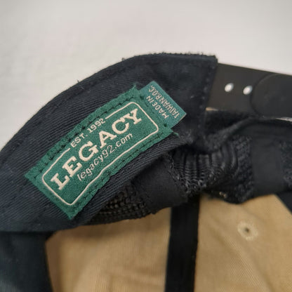 Legacy Trucker Hat Beige Black One Size Rhino Metals Patch Mesh Back Snapback