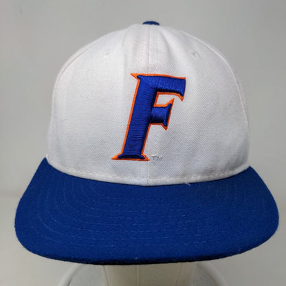 New Era Men's Fitted Hat White Blue Size 7 1/8 Florida Gators Embroidered Logo