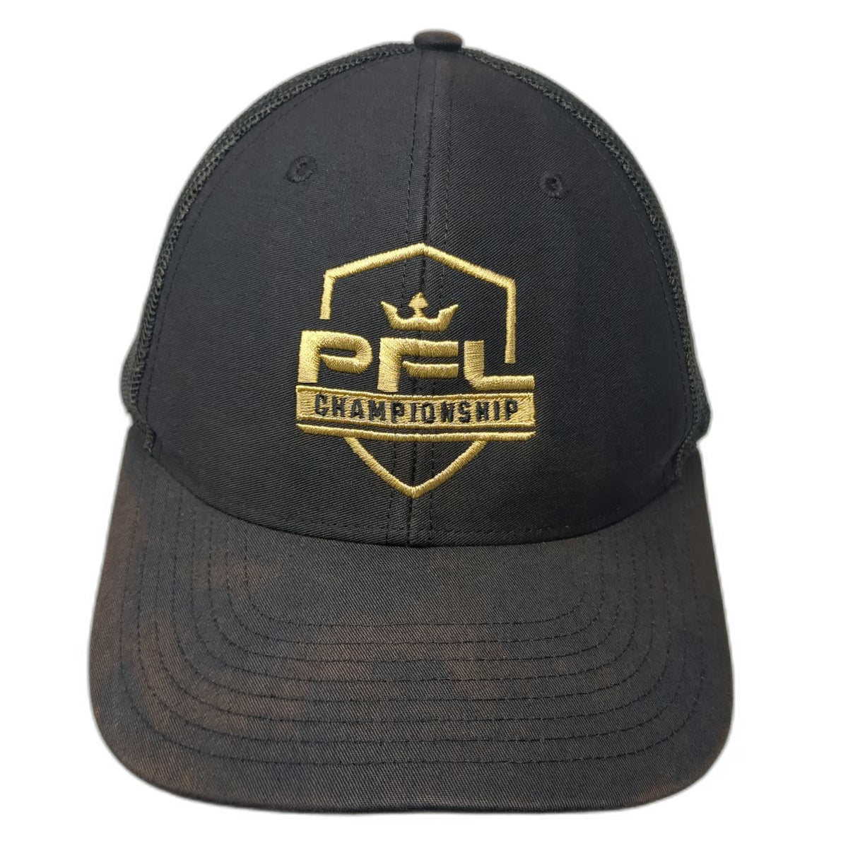 Richardson Trucker Hat Black OSFM Snapback PFL Championship Gold Logo Mesh Pro