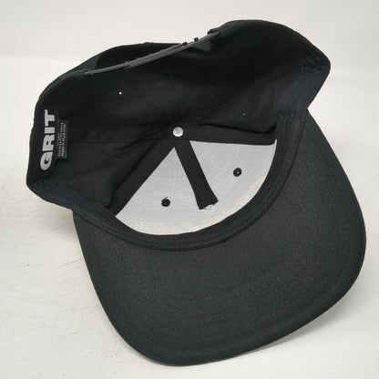 GRIT 5 Panel Hat Black One Size Snapback Flat Brim Structured Embroidered Logo