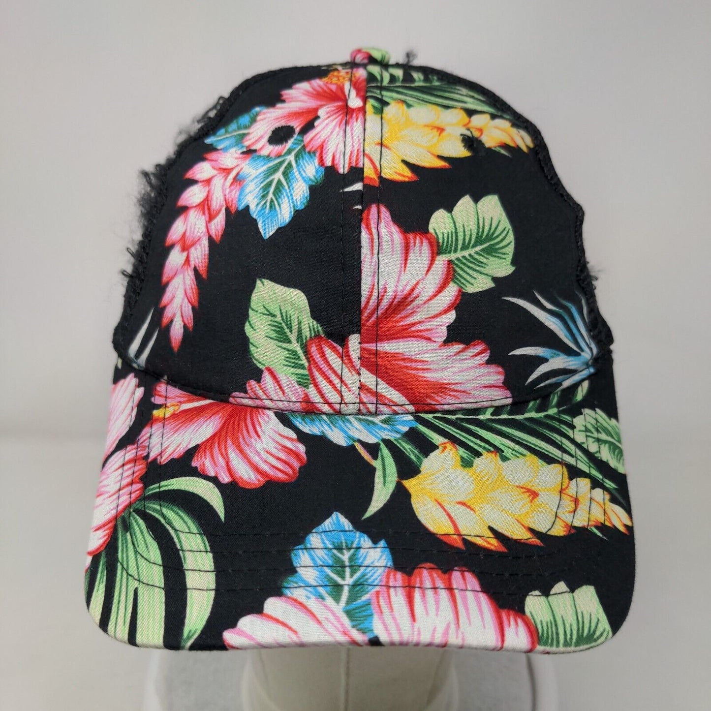 Floral Print Strapback Mesh Back Trucker Hat Multi Adjustable Hawaiian