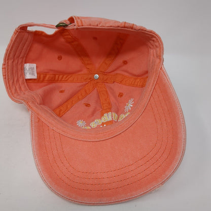 Good Vibes Club Slideback Hat Orange One Size Adjustable Floral Distressed