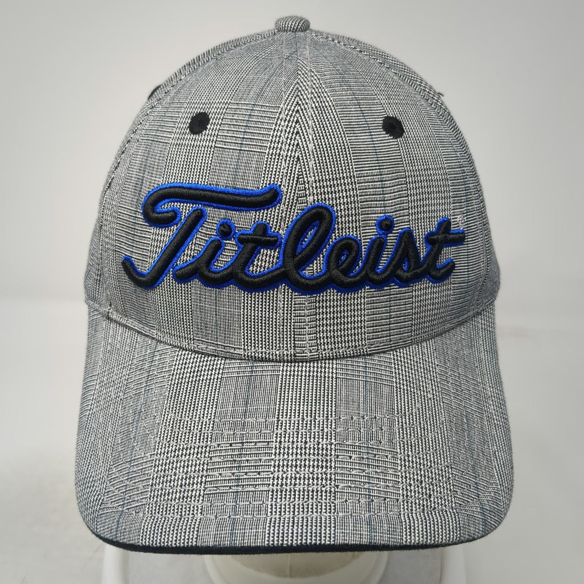 Titleist Baseball Cap Gray One Size Glen Plaid Cotton Adjustable Slideback Hat