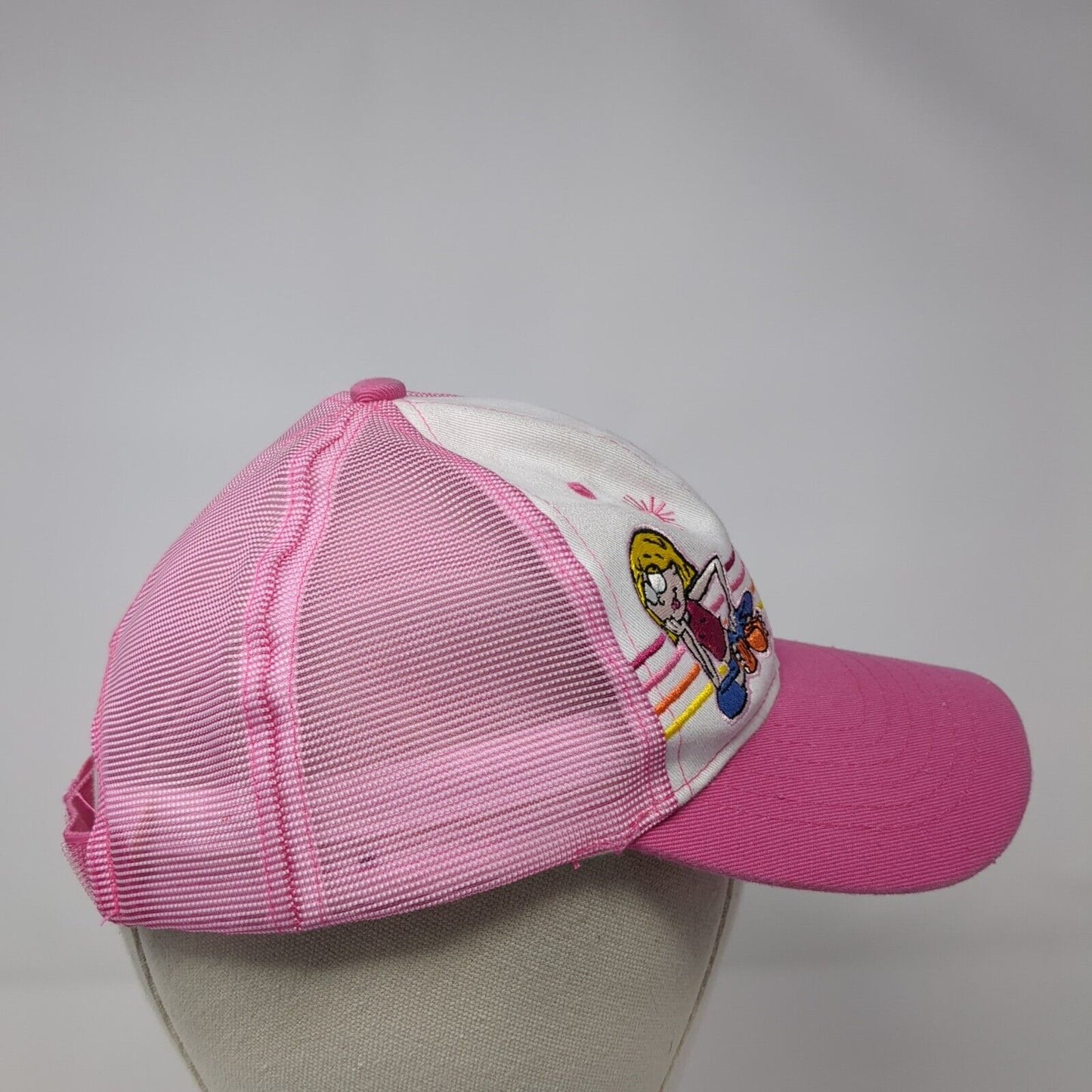 Lizzie Girls Strapback Trucker Hat Pink XS/S Adjustable Mesh Embroidered Disney