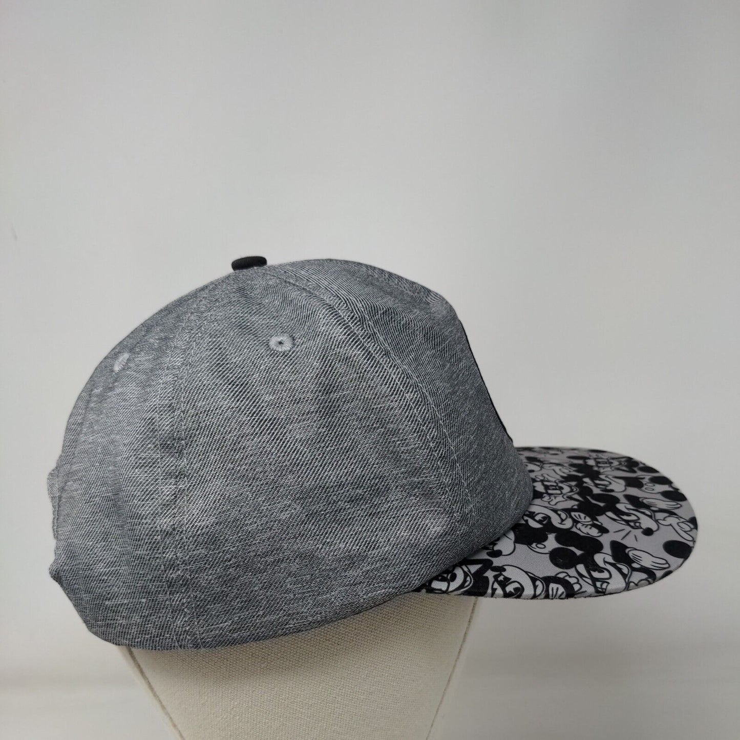 Nerdy Mickey Mouse Snapback Hat Gray Adult Embroidered Vent Holes Disney