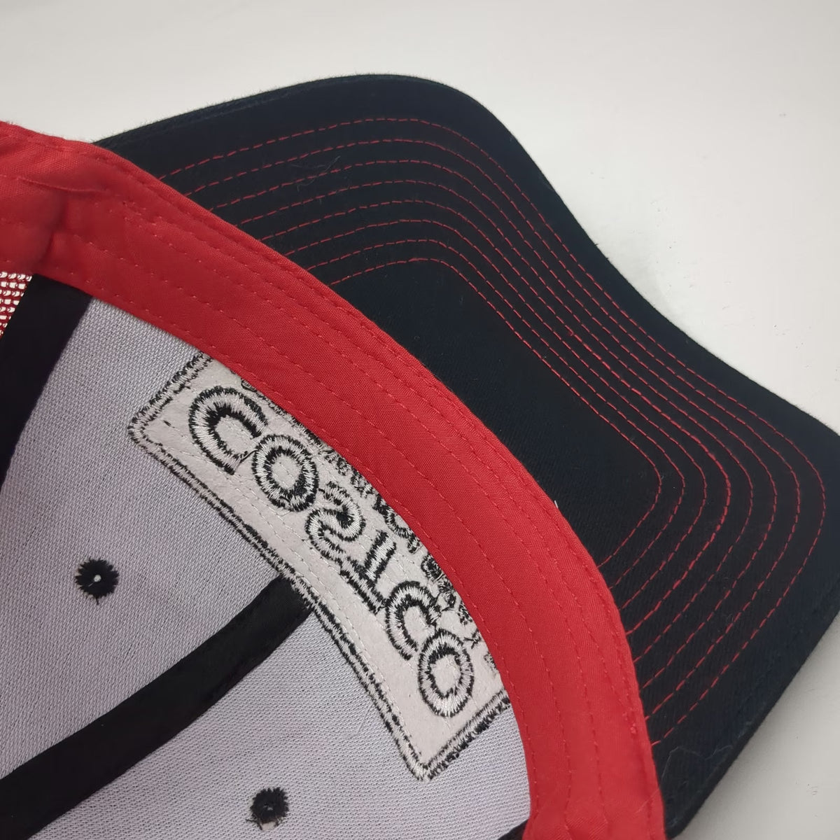 BAMKO Costco Wholesale Trucker Hat Black Red One Size Mesh Snapback Patch