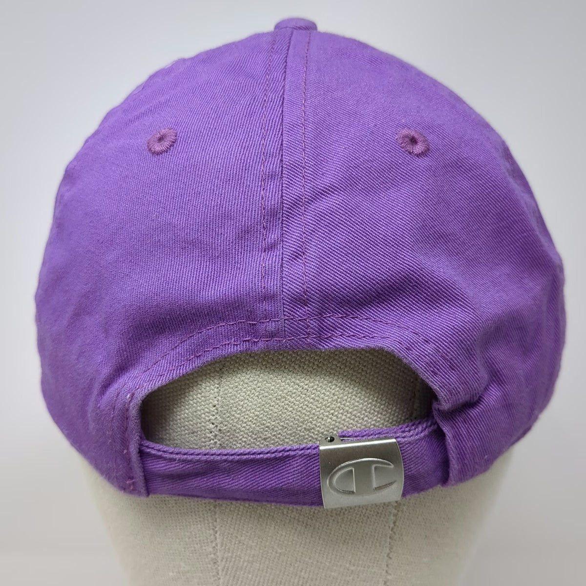 Champion 5 Panel Purple Hat One Size Cotton Script Logo Slideback Adjustable