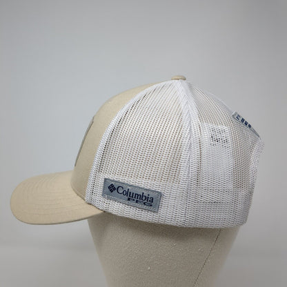 Columbia PFG USA Fish Flag Snapback Trucker Hat Tan One Size Mesh Back