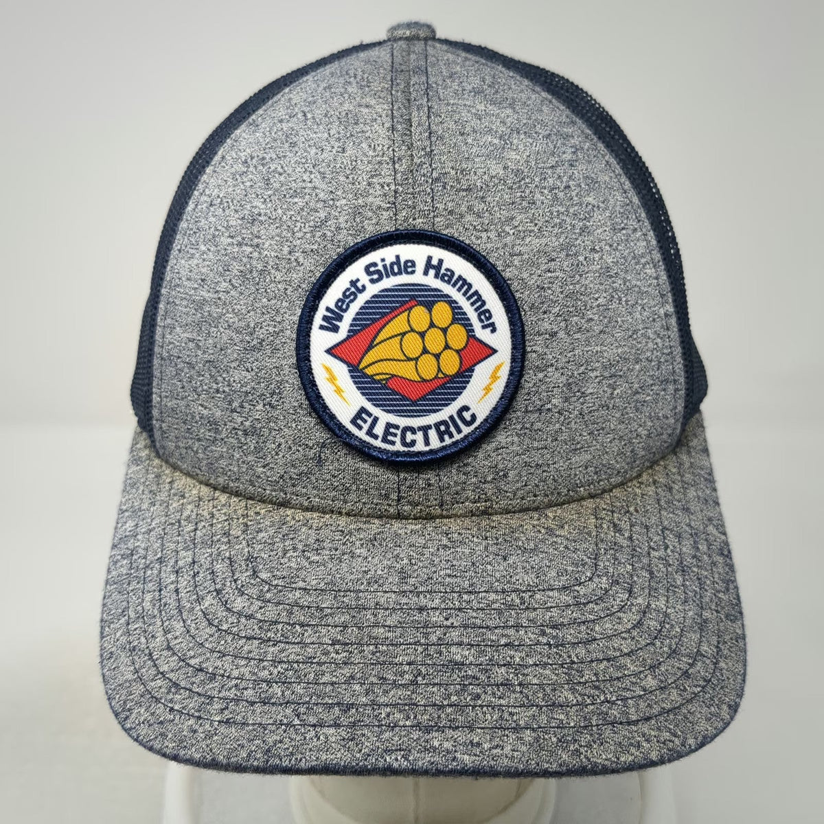 Richardson Trucker Hat Blue Gray L West Side Hammer Electric Mesh Snapback Cap