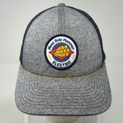 Richardson Trucker Hat Blue Gray L West Side Hammer Electric Mesh Snapback Cap