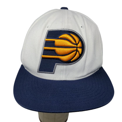 Mitchell & Ness Men's Snapback Hat White Blue Indiana Pacers Logo Wool Blend