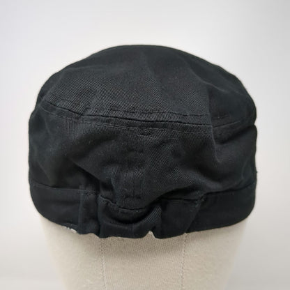 OP Army Cap Hat Black One Size Leopard Print Lining Side Grommets Cotton Flat