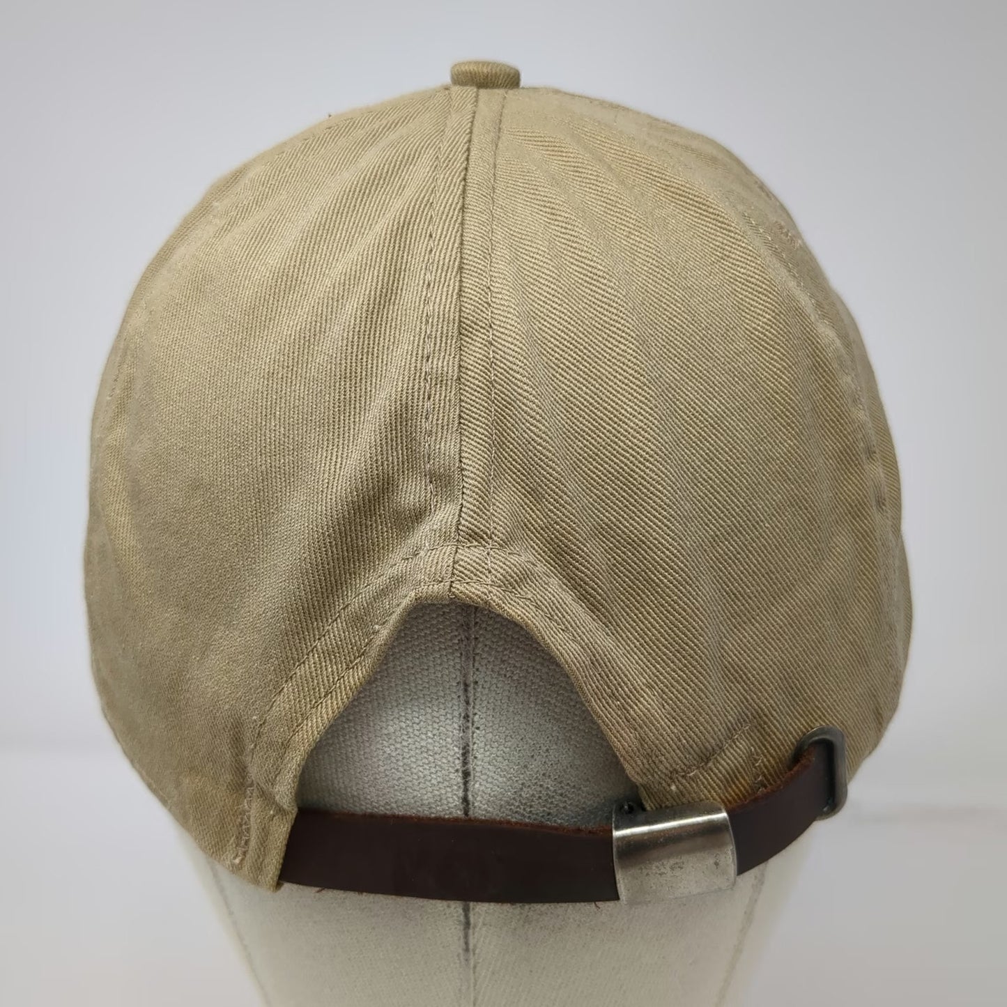 Foxxi ADIOS Baseball Cap Brown Blue OS Leather Strapback Embroidery Hat Made USA