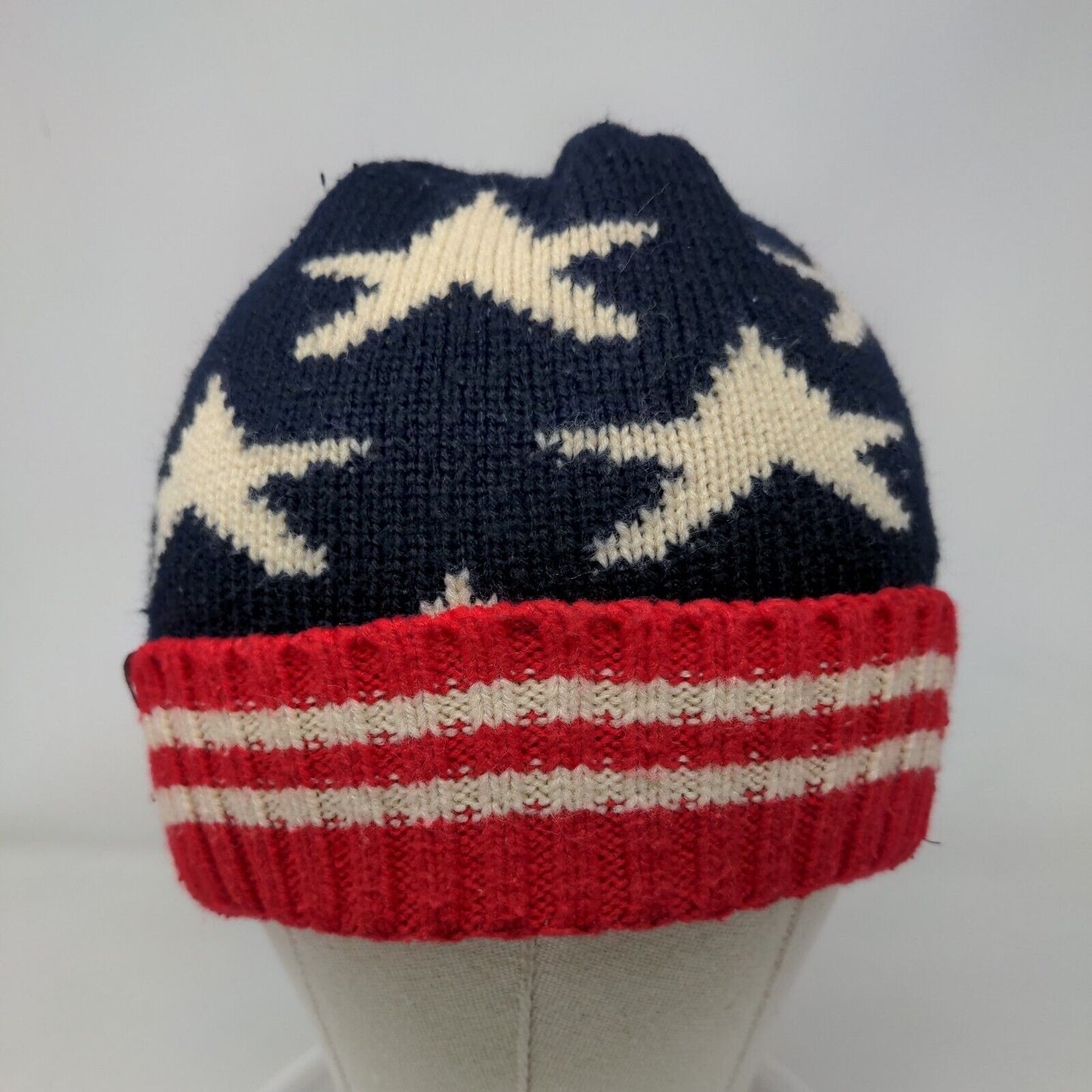 Stars & Stripes Beanie Hat Multicolor One Size Stretch Knitted Patriotic
