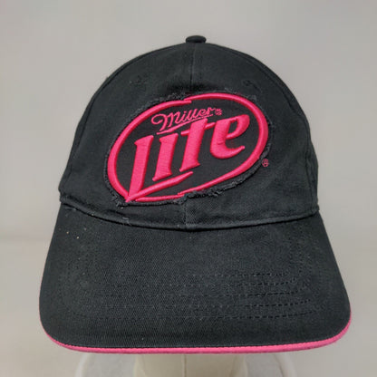 Miller Lite Strapback Hat Black OSFM Embroidered 6 Panel Infinity Headwear