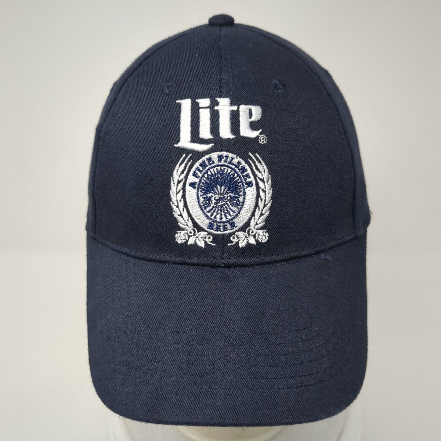 Miller Lite A Fine Pilsner Beer Snapback Hat Blue OS Adjustable Embroidered