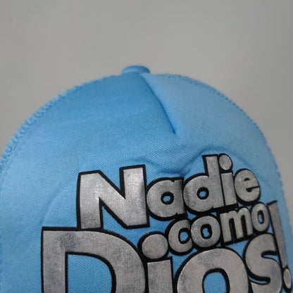 Nadie Como Dios Snapback Mesh Back Trucker Hat Blue One Size Breathable