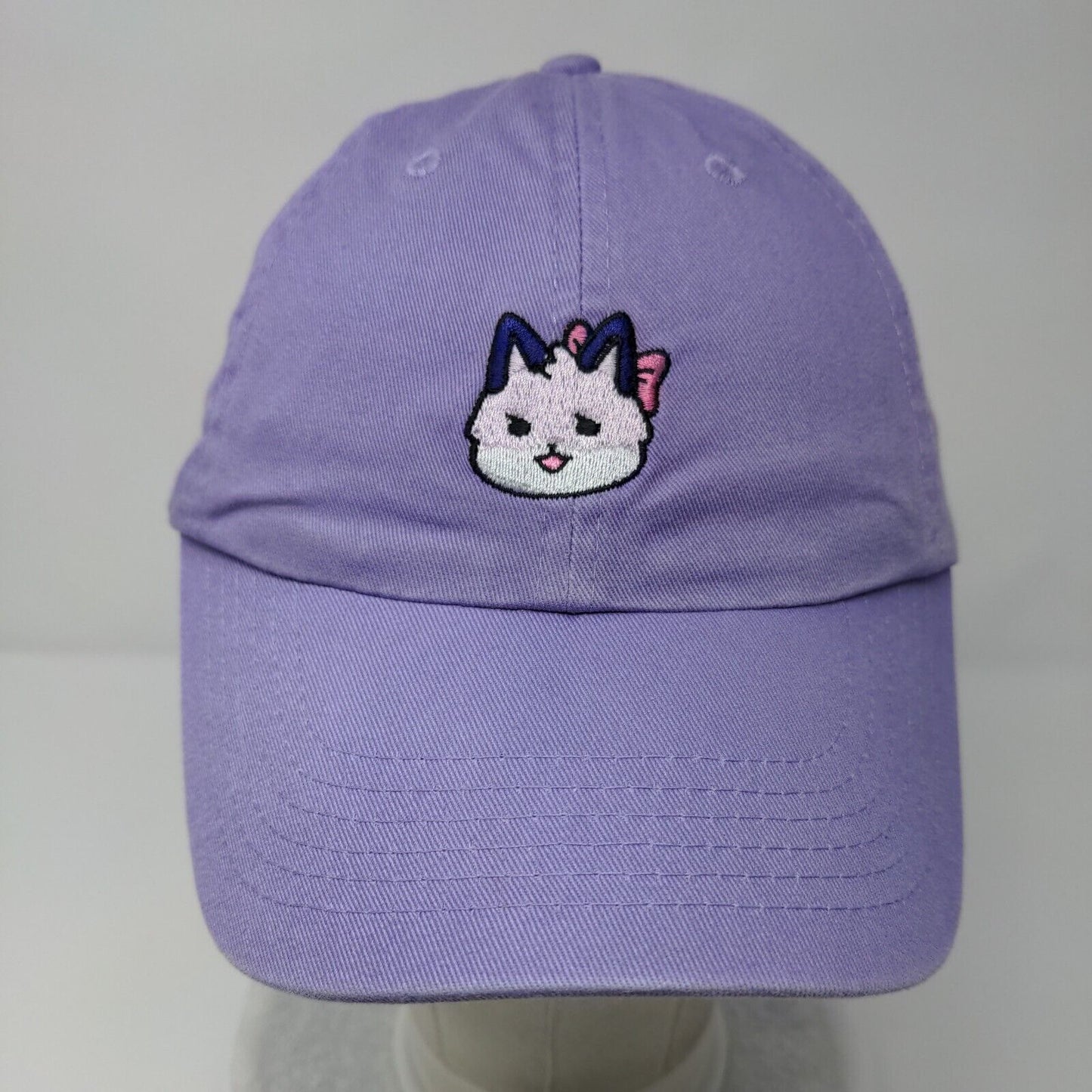 Cat Slideback Hat Purple OSFA Adjustable Embroidered Solid 6 Panel