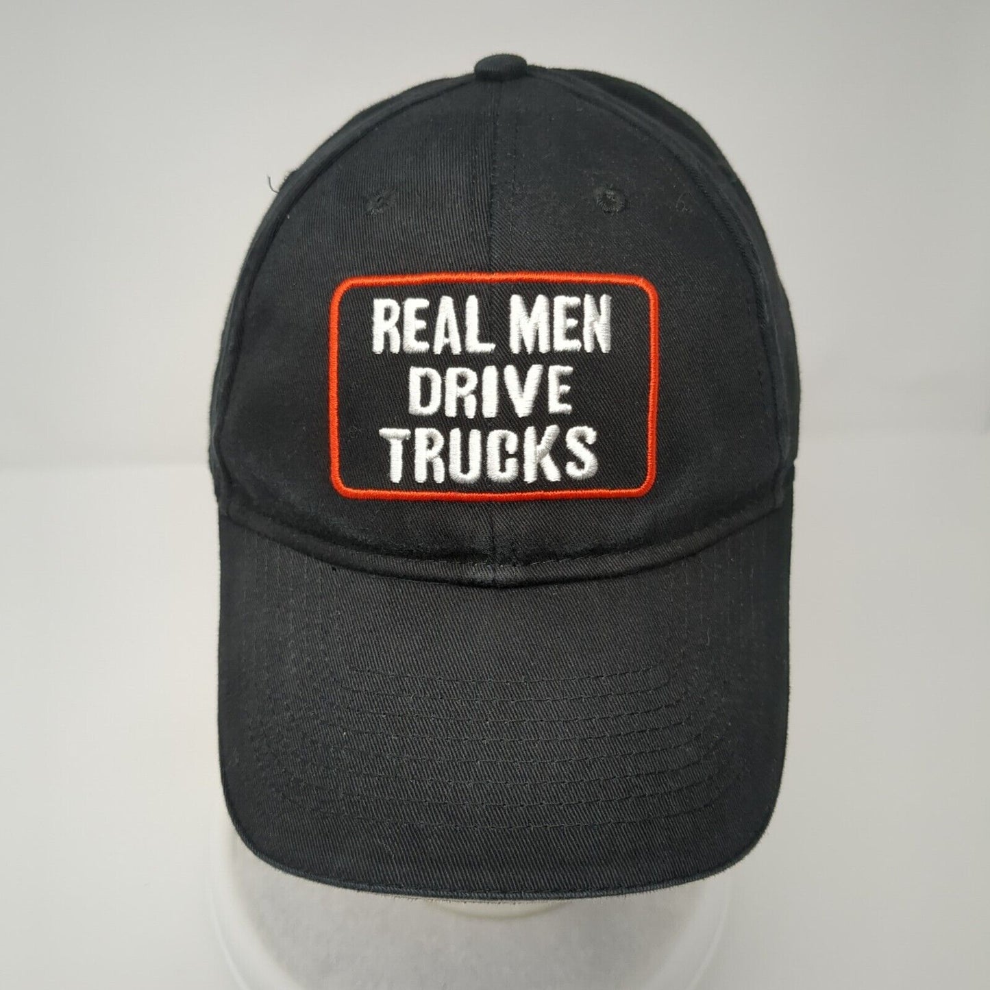 Real Men Drive Trucks Strapback Hat Black OSFA Adjustable Embroidered