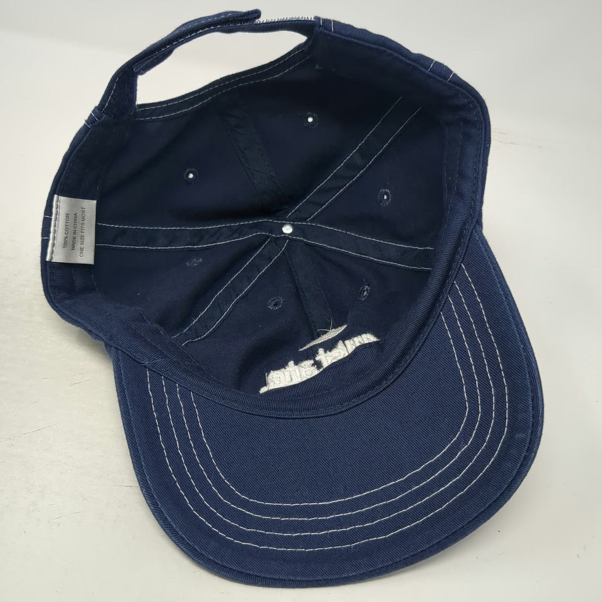 Allstate Logo Baseball Cap Blue One Size White Contrast Stitching Strapback Hat