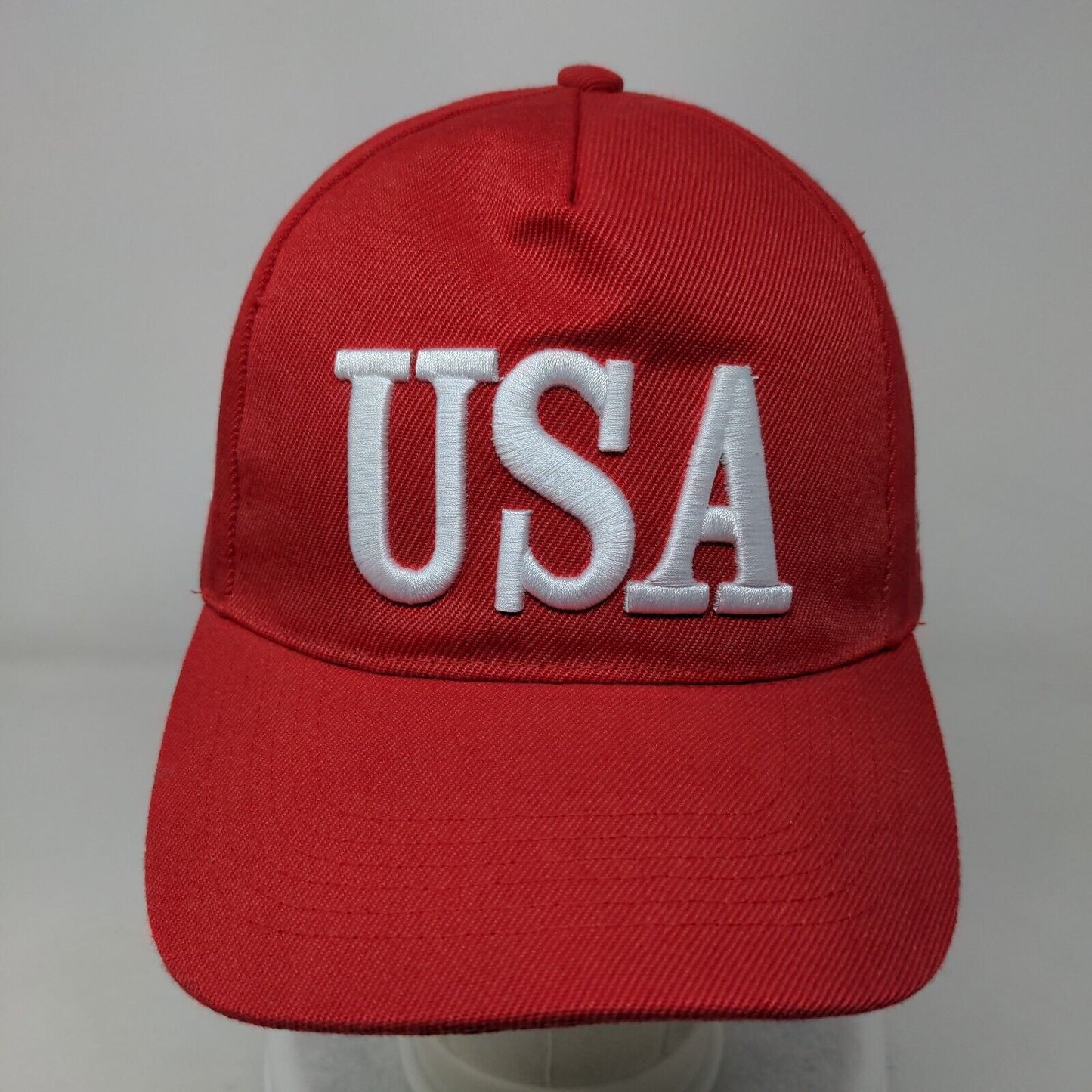 USA Flag Snapback Hat Red One Size Embroidered Adjustable Vent Holes