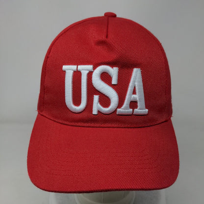USA Flag Snapback Hat Red One Size Embroidered Adjustable Vent Holes