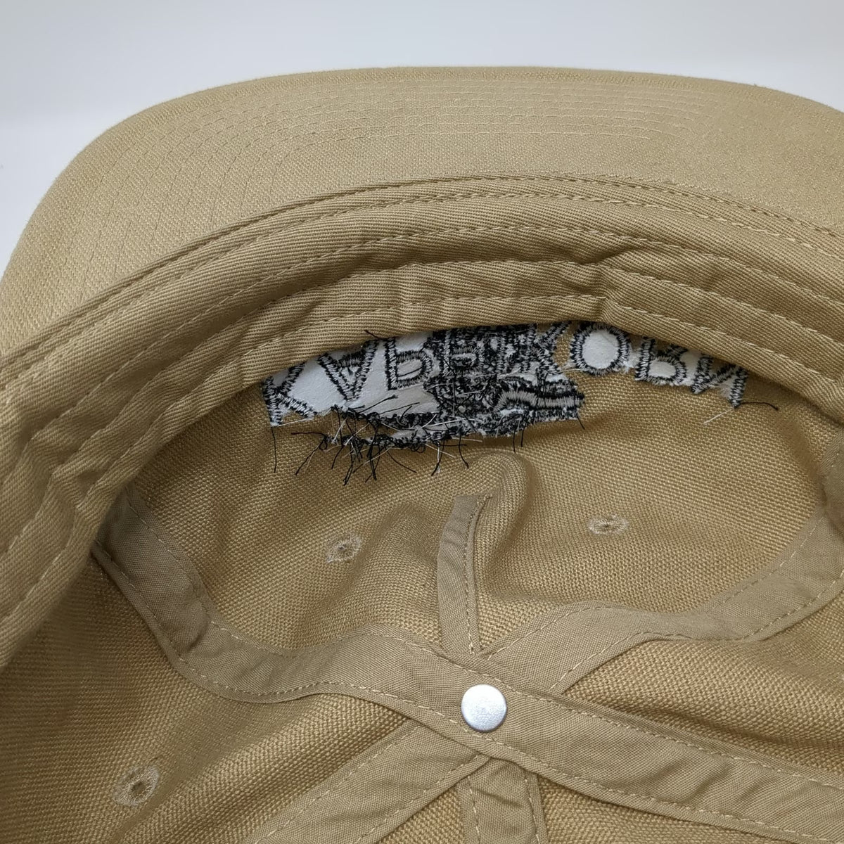 AS Colour 5 Panel Beige One Size Snapback Canvas Embroidered Logo Flat Brim Hat
