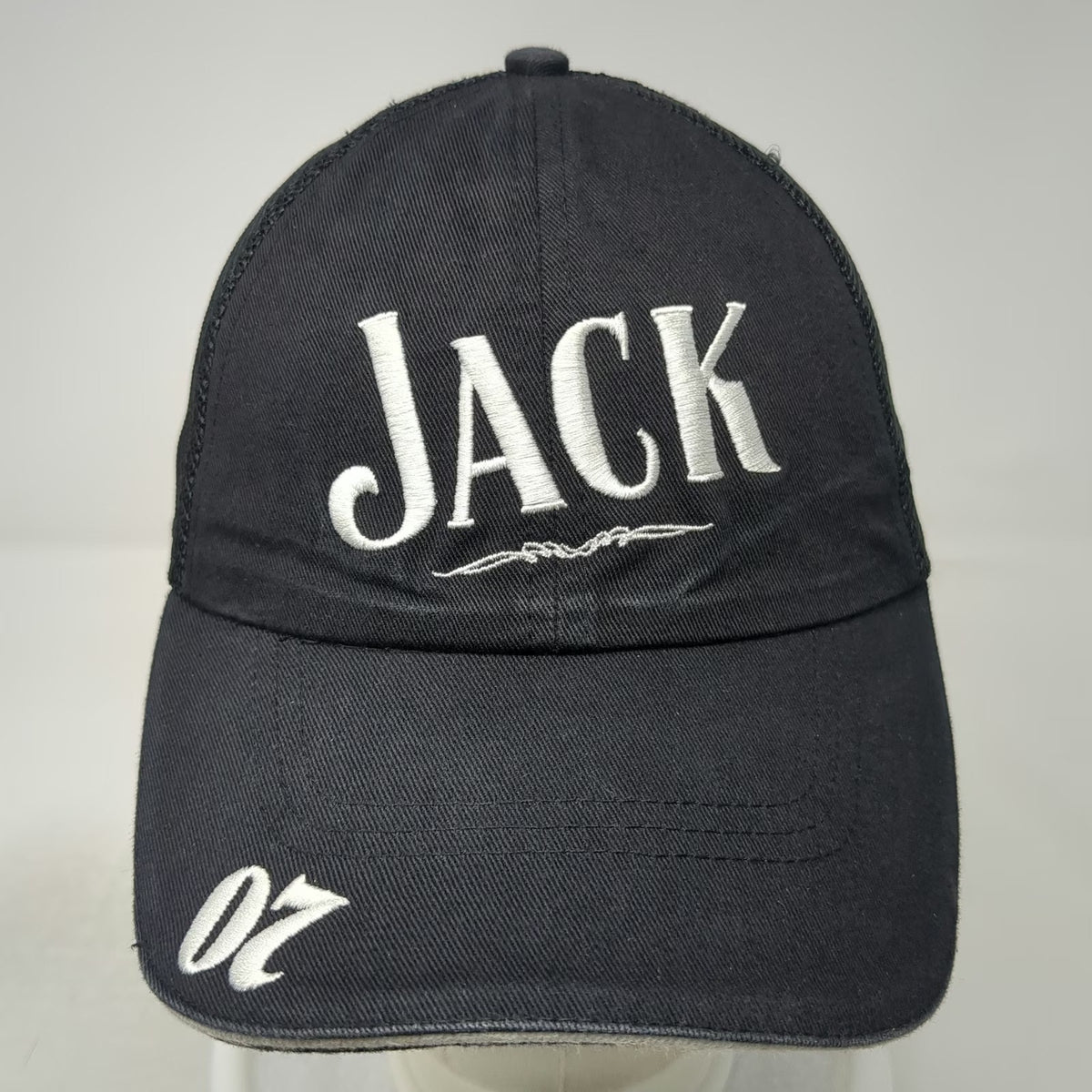 Jack Daniel's Baseball Cap Black One Size Mesh Back Strapback Hat Whiskey Logo