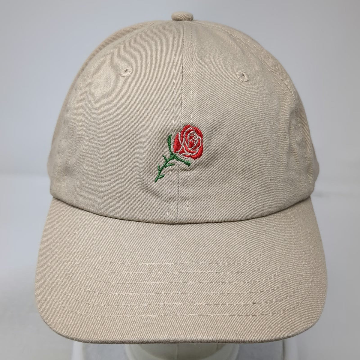 Empyre Baseball Cap Beige One Size Rose Flower Embroidery Slideback Cotton Hat