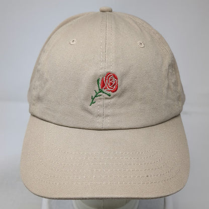 Empyre Baseball Cap Beige One Size Rose Flower Embroidery Slideback Cotton Hat