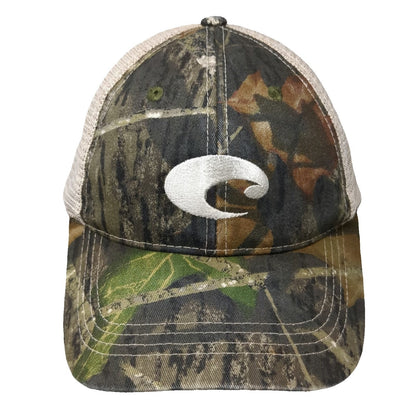 Costa Baseball Cap Green Beige One Size Camo Mesh Back Logo Outdoors Fishing Hat