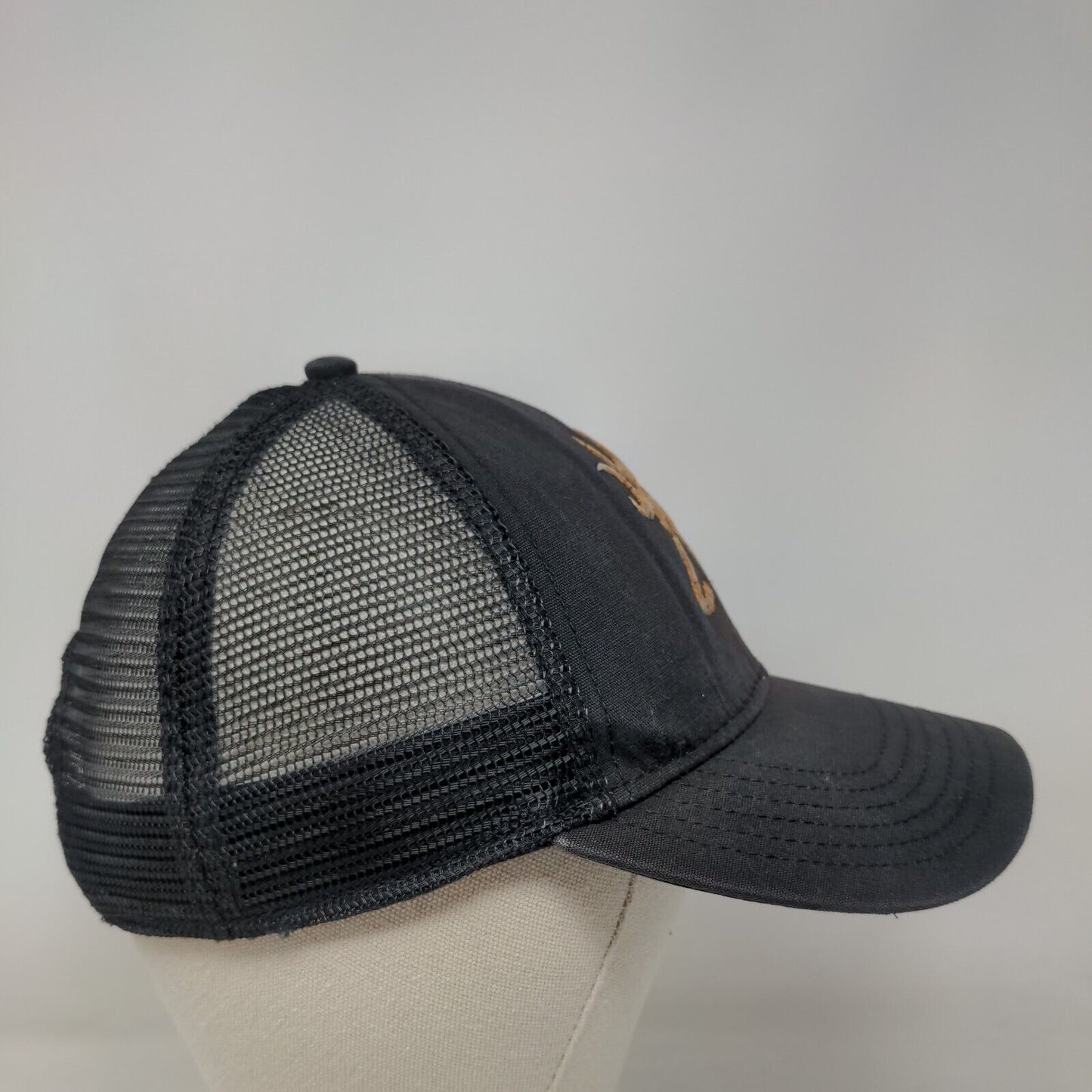 Browning Snapback Trucker Hat Black OSFA Adjustable Breathable Mesh Back